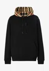 Burberry Samuel Sweatshirt With Check Hood In Black