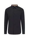Burberry Sherfield Equestrian Knight Stretch Cotton Poplin Button-up Shirt In Black  