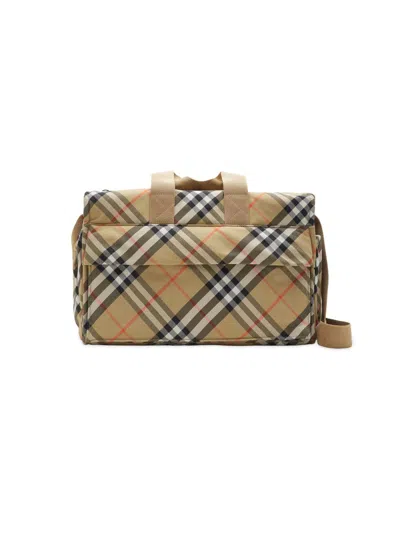 Burberry Check Diaper Bowling Bag In Sand