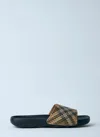Burberry Check Pattern Slip-on Slides In Beige