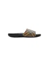 Burberry Check Dive Slides Sand In Black