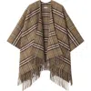Burberry Check Double Face Wool & Cashmere Cape In Gray