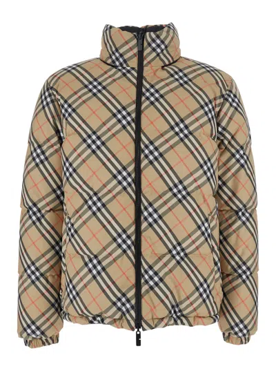 Burberry Reversible Check Puffer Jacket In Neutral