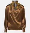 Burberry Checked Scarf Satin Top In Green