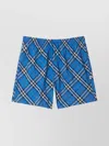 Burberry Check Drawcord Elastic Waist Swim Shorts In Blue