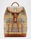 Burberry Check Drawstring Coated-cotton Backpack In Vintage Check Briar Brown