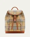 Burberry Check Drawstring Coated-cotton Backpack In Vintage Check Briar Brown