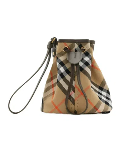 Burberry Check Drawstring Mini Bag In Multicolor
