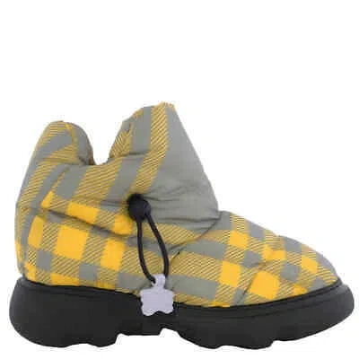 Pre-owned Burberry Check Drawstring Pillow Padded Snow Boots In Check Description