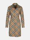 Burberry Check Dress In Beige Wool Blend In Brown