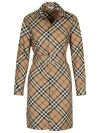 Burberry Check Dress In Beige Wool Blend In Brown