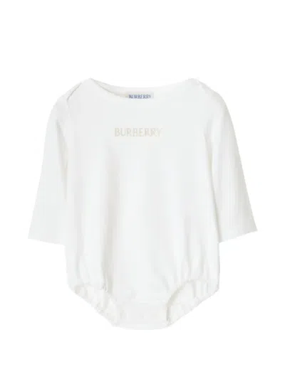 Burberry Babies' Check Dungarees Set In White