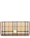 Burberry Check E-canvas & Leather Continental Wallet In Brown