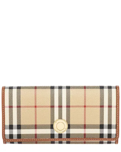 Burberry Check E-canvas & Leather Continental Wallet