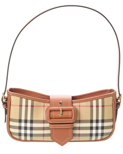 Burberry Check E-canvas & Leather Shoulder Bag In Brown