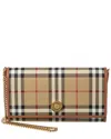 BURBERRY BURBERRY CHECK E-CANVAS & LEATHER WALLET ON CHAIN
