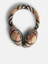 Burberry 'check' Earmuffs In Wool And Sand Cashmere In Brown
