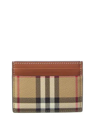 Burberry Check E-canvas & Leather Card Holder In Multi