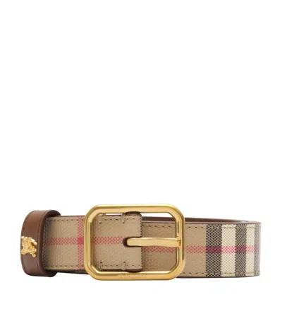 Burberry Check Ekd Belt In Beige