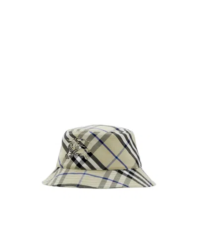 Burberry Check Ekd Bucket Hat In Green