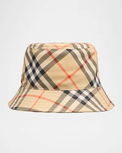 Burberry Check Ekd Bucket Hat In Sand