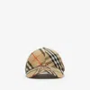 Burberry Check Ekd Cotton Blend Baseball Cap In Sand