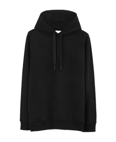 Burberry Cotton Cashmere Embroidered Logo Hoodie In Black