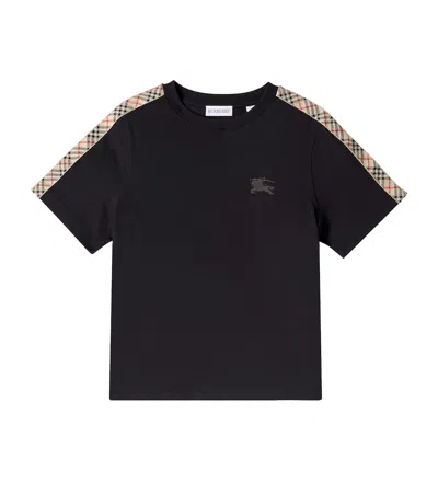 Burberry Kids'  Check Ekd Cotton Jersey T-shirt In Black