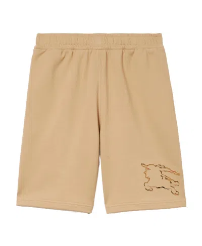 Burberry Check Ekd Cotton Shorts In Nude