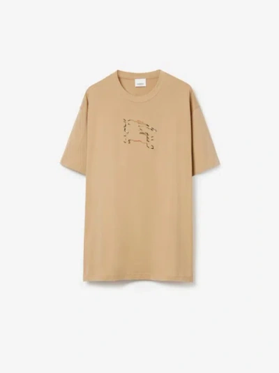 Burberry Check Ekd Cotton T-shirt In Brown