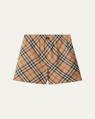 BURBERRY CHECK EKD DRAWSTRING PULL-ON SHORTS