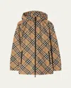 Burberry Check Ekd Embroidered Hooded Windbreaker Jacket In Sand Ip Check
