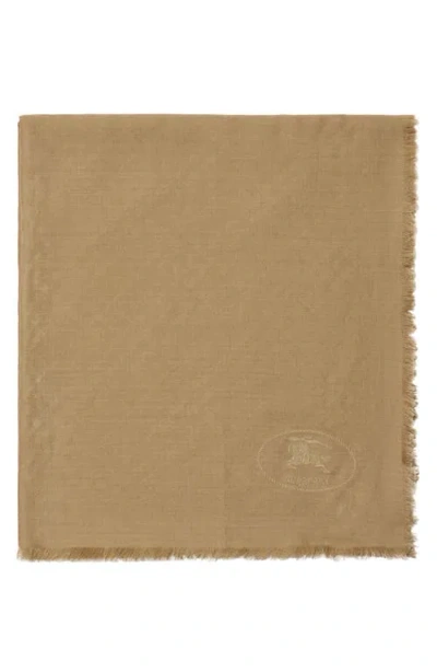 BURBERRY BURBERRY CHECK EKD EMBROIDERED WOOL & SILK SCARF