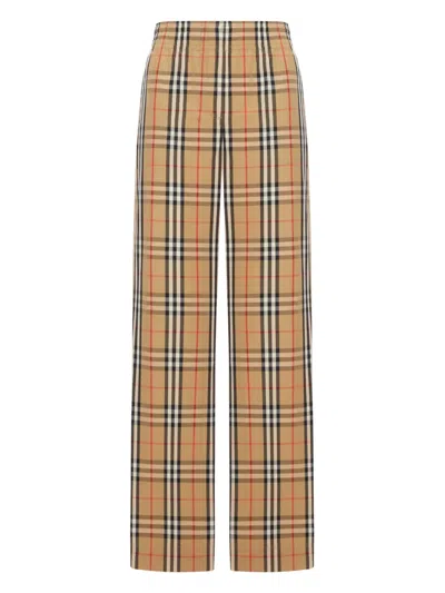 Burberry Check Elasticated-waist Trousers In Brown