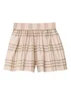 Burberry Check Cotton Shorts In Pink