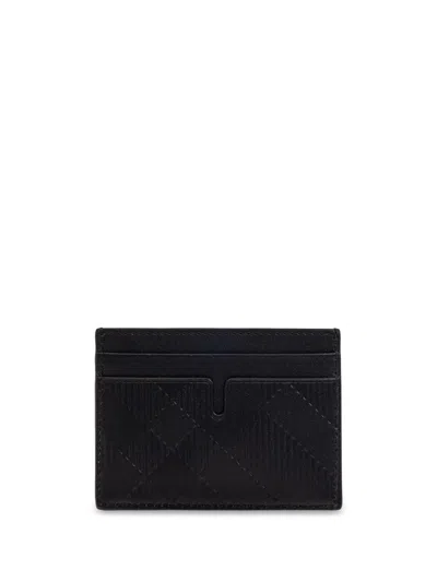 Burberry Check-embossed Card Holder In Black