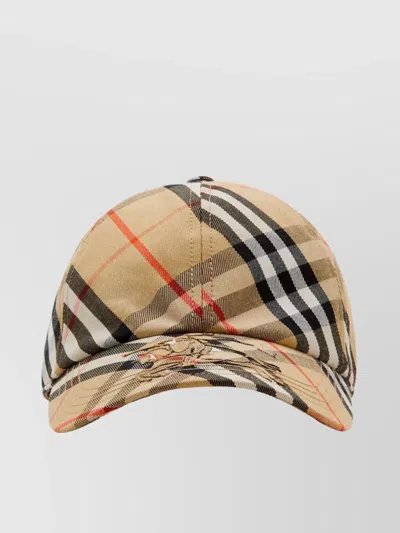 Burberry Check Embroidered Baseball Cap With Curved Peak In Neutral