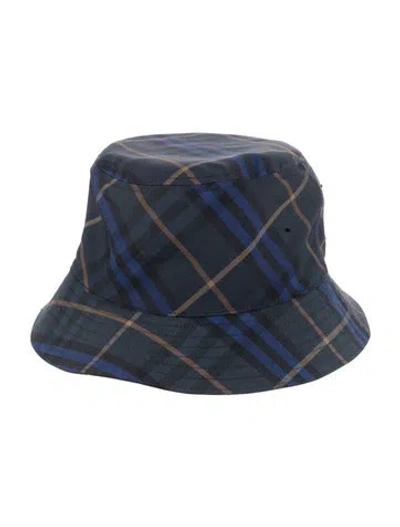 Pre-owned Burberry Check Embroidered Hat In Blue