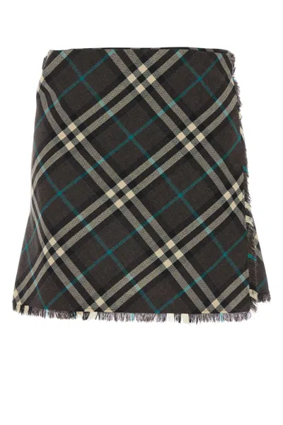 Burberry Check Embroidered Mini Skirt In Polyester Blend In Multi