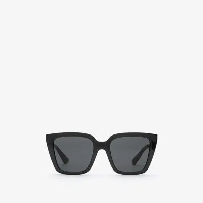 Burberry Check Engraved Square Sunglasses​ In Black