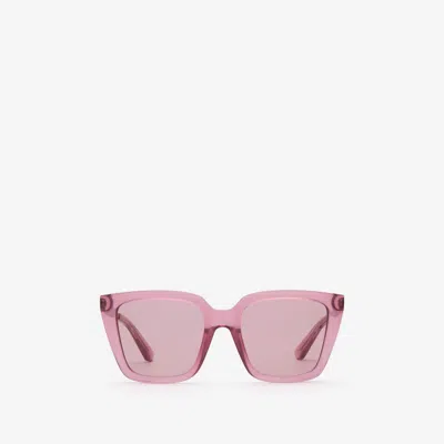 Burberry Check Engraved Square Sunglasses​ In Pink