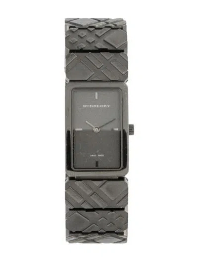 Pre-owned Burberry Check Engraved Watch, 19mm In Multi