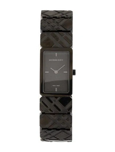 Pre-owned Burberry Check Engraved Watch, 19mm In Multi