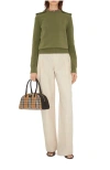 Burberry Check Epaulette Wool Cashmere Blend Sweater In Green