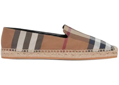 Pre-owned Burberry Check Espadrilles (women's) Sneakers In Birch Brown