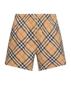 Burberry Beige Swim Trunks With Check Motif In Polyamide Man In Brown