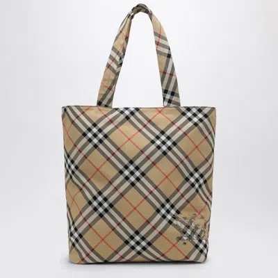 Burberry Check Fabric Tote Bag