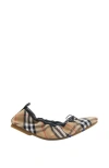 Burberry Check Fawn Ballerinas In Brown