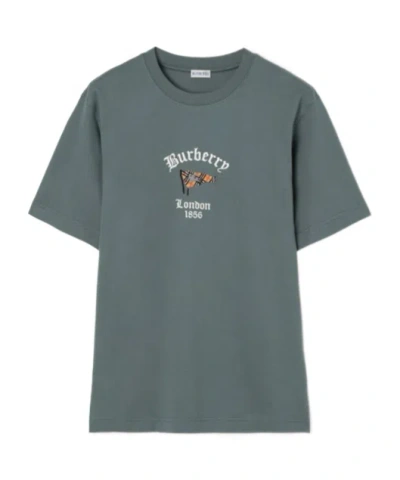 Burberry Check Flag Cotton T-shirt In Green