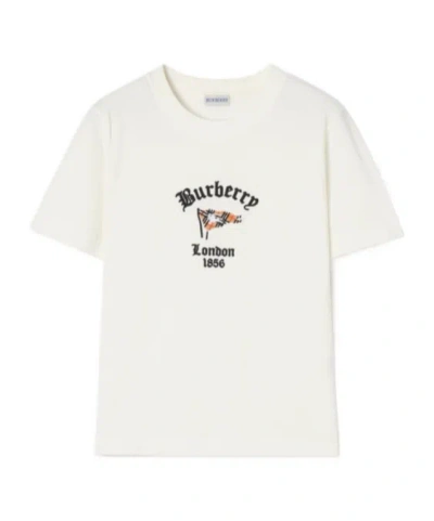 Burberry Check Flag Cotton T-shirt In White